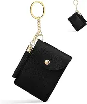 [HORIALENCE] Small PU Leather Keychain Card Holder with Tassel Elegant Credit Card and Coin Purse Compact Wallet for Keys for Handbags Tote Bags and Backpacks