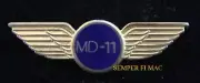 MD-11 MCDONNELL DOUGLAS WING 10 JANUARY 90 LAPEL HAT PIN UP PILOT CREW WING WOW