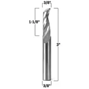 3/8" Dia O Flute Upcut Spiral Endmill CNC Bit - 3/8" Shank - Yonico 31017-SC