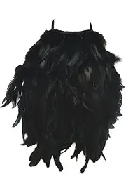 [Fiocias] Artificial Feather Halter Tank Top Crop Top for Fancy Dress Festival Black