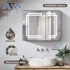 Bathroom Hand Sensor Stepless Dimming LED Light Makeup Mirror Cabinet Storage