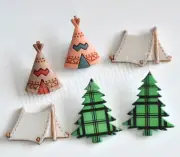 Camping / Craft Buttons / Dress It Up / Tents ~ Tepee ~ Trees