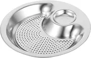 VILLFUL Stainless Steel Dual Compartment Dumpling Plate Double Layer Serving Dish for Snacks Appetizers Desserts Fruits Stylish Versatile Dining Tool for Home Use