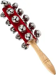 Wooden Jingle Hand Bells - Children Wooden Hand Instrument Jingle Bell | Stainless Steel Hand Jingle Bell | Parent-Child Interaction Percussion Rattles | Home School Music Learning Toy For Boys, Girls