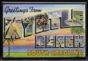 Greetings From Myrtle Beach Vintage Postcard 2" X 3" Fridge Magnet.
