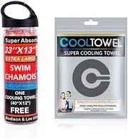 Swim Chamois,Swim Towels Quick Dry for Swimmers,Super Absorbent Swimming Towel for Swimming,Diving,Triathlons,and Other Water Sports,One Cooling Towel Free (Orange & Gray)