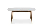 Kelsey Marble Dining Table, Walnut Stain