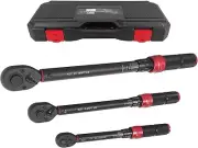 New! 3-piece Torque wrench set, 1/4, 3/8, and 1/2-inch Drive, The 72-Tooth