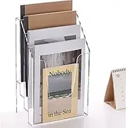 YUXUN Vertical Triple File Folder Holder Organizer,Acrylic File Organizer, File Sorter Clear Crystal