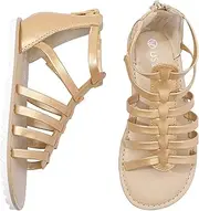 [MIXIN] Girls Gladiator Sandals for Toddler/Little Kids Open Toe Cute Strappy Summer Flat Shoes with Zipper, Gold, 9 Toddler