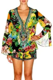 Camilla Tie Front Blouse Call Me Carmen Size XS NWT