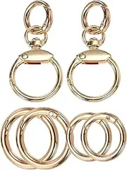 uxcell 2 Pcs Metal Swivel Clasps Key Chain O Ring Keyrings Round Spring Snap Keychain Hook Clip for Chains Extender Handicrafts Keys Lanyards Jewelry Findings, Gold Tone