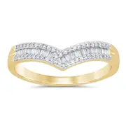Bevilles V Shape Ring with 1/4ct of Diamonds in 9kt Yellow Gold