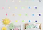 28 Rainbow Watercolour Dot Polka Wall Decal Nursery Sticker Reusable Fabric Matt