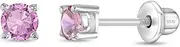 [In Season Jewelry] 925 Sterling Silver Round CZ Tiny Screw Back Earrings for Babies & Toddlers 3mm - Cute & Elegant Round-Shaped Clear Cubic Zirconia Hypoallergenic Stud Earrings for Babies, Infants, and Toddlers