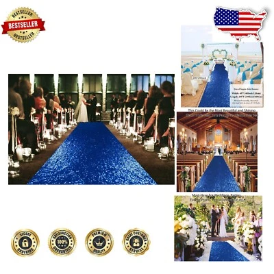 Elegant 4FT x 20FT Royal Blue Sequin Aisle Runner for Memorable Wedding Paths