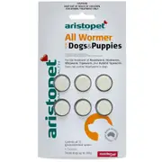 All Wormer Tablets for Dogs & Puppies 10kg - 6 Tabs (Aristopet)
