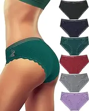 [Levao] Womens Underwear Cotton Bikini Panties Lace Breathable Hipster Panty Stretch Full Briefs Multipacks S-XL