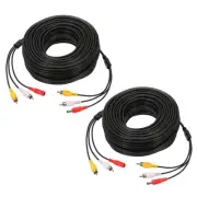2 Pcs 98.4Ft RCA Male to Male Power Cable Video Cable Wire Cord, Black