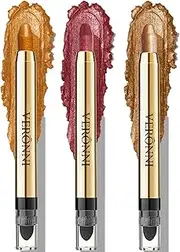 VERONNI Eyeshadow Stick,3PCS Creamy Shimmer Eye Shadow Stick Set, Waterproof Long Lasting Save Makeup Time Eye Make Up Pencil with Soft Smudger (3PCS SET 02)