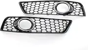 A Pair Car Front Bumper Fog Light Lamp Honeycomb Grille Cover Honeycomb Mesh Grill Compatible For A3 8P 2009 2010 2011 2012 2013(Chrome Silver)