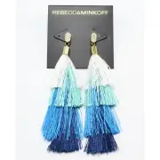 Rebecca Minkoff Blue Stacked Tassel Drop Earrings $58 Tags #RM248