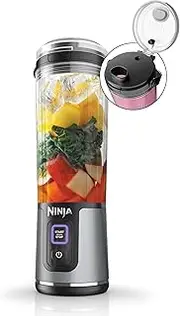 [Ninja] BC151BK Blast Portable Blender, Cordless, 18oz. Vessel, Personal Blender-for Shakes & Smoothies, BPA Free, Leakproof-Lid & Sip Spout, USB-C Rechargeable, Dishwasher Safe Parts, Black