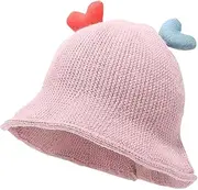 [RYZGOJV] Kids Winter Hat Knitted Hat, Unisex Kids Toddler Children Hat with Neck Straw Cute Warm Keep Cap Kids Gift Hearts-Pink, Multicolor, One Size