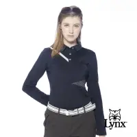 在飛比找momo購物網優惠-【Lynx Golf】korea女款右肩線條剪接設計長袖PO