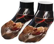 [QMNVBDS] Red Wine Glasses Socks Ankle Length Socks Casual Short Socks for Women Men Low Cut Sports Socks Running Socks No Show Socks Ankle Socks Athletic Socks Workout Socks, Style, One Size, Style