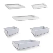 10 X White Disposable Catering Grazing Boxes Trays With Clear Frame Lids - Small