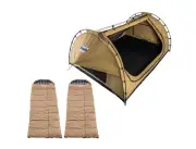 Kings Double Swag Big Daddy Deluxe + 2x Premium Sleeping bag Left Right Zipper