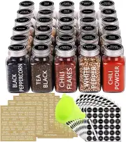 SWOMMOLY 30 Glass Spice Jars 6 Oz Empty Square Spice Bottles with 703 Spice Labe