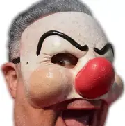 Deluxe CLOCKWORK ORANGE CLOWN HALF MASK Rubber Red Nose Scary Purge Dim Droog