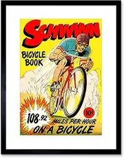 Comics Schwinn Bicycle Book Speed Record Bike Race USA Framed Wall Art Print