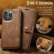 For iPhone 16 15 14 13 12 11 Pro Max Shockproof Leather Detachable Wallet Cover