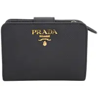 在飛比找PChome24h購物優惠-PRADA Saffiano 金字浮刻撞色內層防刮牛皮對折短