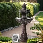 Solar Water Feature Tier Fountain with Pump Kit Bird Bath 106CM Peacock Garden Decor