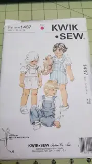 Kwik Sew Pattern 1437 Toddlers Overalls Long Short Dress Sizes T-1 T-2 T-3 T-4