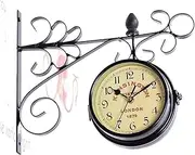 Double Sided Clock Waterproof Vintage Grand Central Station Double Sided Wall Clock Retro Antique Wall Clock for Patio, Garage, Train Station Clock