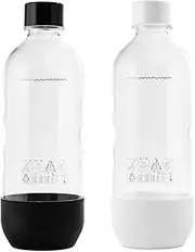 Replacement for SodaStream Bottles fits Fizz, One Touch, Jet, Source, Play, Genesis, Power (2-Pack, Black & White)