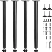 VEVOR 0.7M Solid Steel Adjustable Desk Legs Office Table Legs Set of 4 Black
