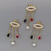 5 PCS Multi Color Cubic Zirconia Pave Evil Eye Tears Pendant Connector DIY