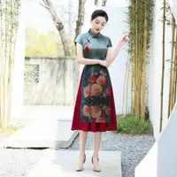 在飛比找ETMall東森購物網優惠-越南奧黛中長款夏季修身旗袍裙