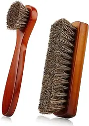 [Zanzike] Shoe Brush, Shoe Cleaning Brush, 2 Pieces Horsehair Shoe Brush, Boot Brush, Horse Hair Brush for Leather, Shoe Brushes for Cleaning, Leather Shoes Boot Cleaning Brush Care Clean Dauber Applicators