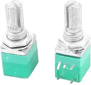 Aexit 2pcs (Potentiometer) B50K 50K Ohm 7mm Thread 6mm Knurled Shaft 5Pins Green Adjustable Rotary Potentiometer (93ry657qf489) w Switch