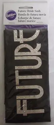Wilton Bridal Bachelorette Party Bride-to-be Future Bride Sash Black White Bling