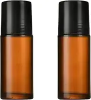 2 Pcs 50ml Roller Ball Container Large Amber Glass Roll On Bottles for Essential Oil, Perfume - Applicators Dispenser