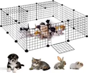 16 Panel Pet Playpen Foldable Small Animal Cage with Door Metal Pet Fence Indoor/Outdoor for Puppy, Rabbit, Kitten