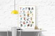 Alphabet Poster Print, Kids Wall Art Home Decor, Nursery, A2 animal alphabet